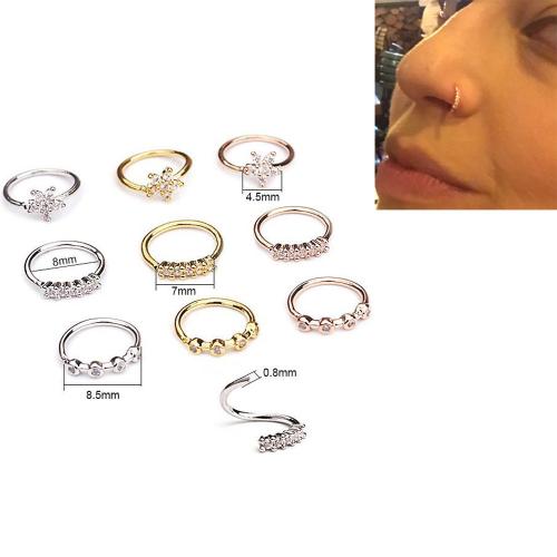ottone Gioielleria da Piercing del naso, placcato, unisex & stili diversi per la scelta & Micro spianare cubic zirconia, Venduto da PC