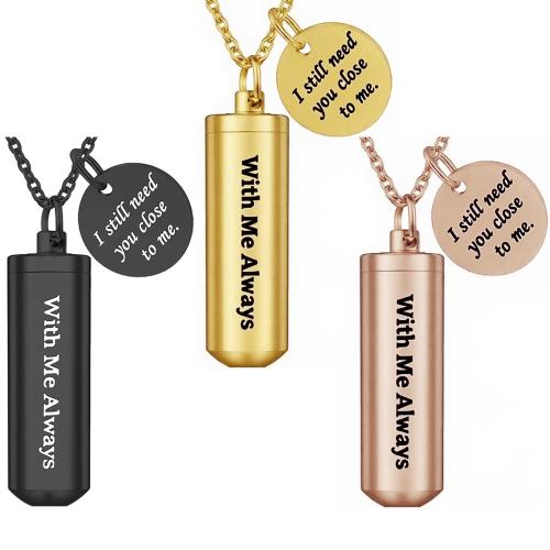 304 Stainless Steel Cinerary Casket Pendant Round plated DIY Sold By PC