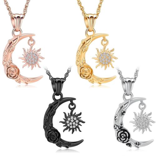 Kremering Smycken Aska Urn Halsband, 304 rostfritt stål, Månen, plated, mode smycken & med strass, fler färger för val, Säljs av PC