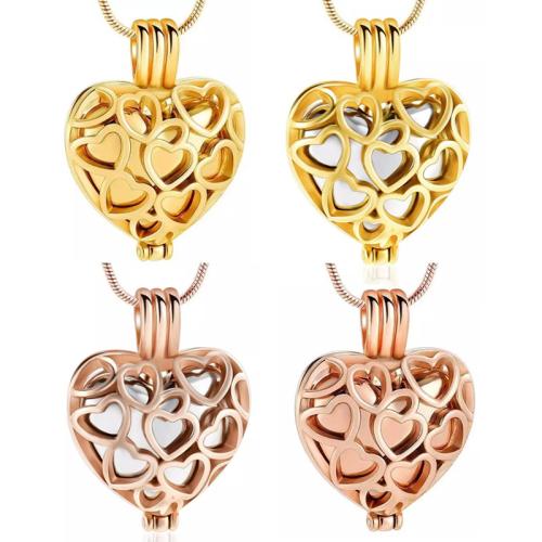 Kremering Smycken Aska Urn Halsband, 304 rostfritt stål, Hjärta, plated, mode smycken & ihålig, fler färger för val, Säljs av PC
