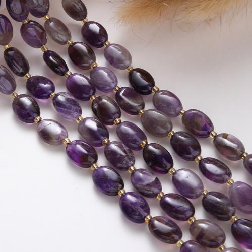 Přírodní Ametyst korálky, s Seedbead, Oválný, DIY, nachový, 10x14mm, Prodáno za 38 cm Strand