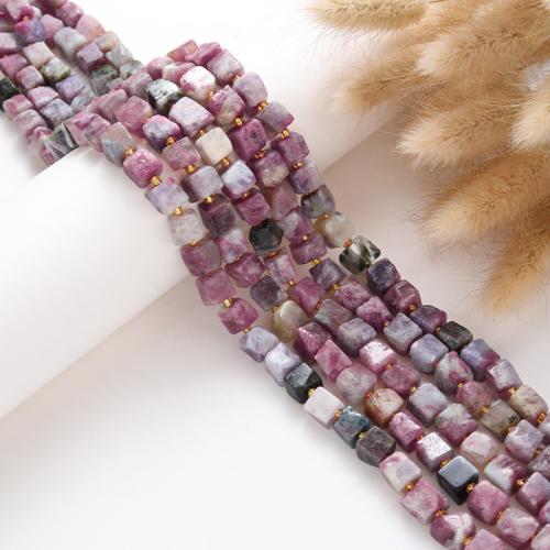 Gemstone Smycken Pärlor, Turmalin, med Seedbead, Square, DIY, blandade färger, 8x8mm, Såld Per 38 cm Strand