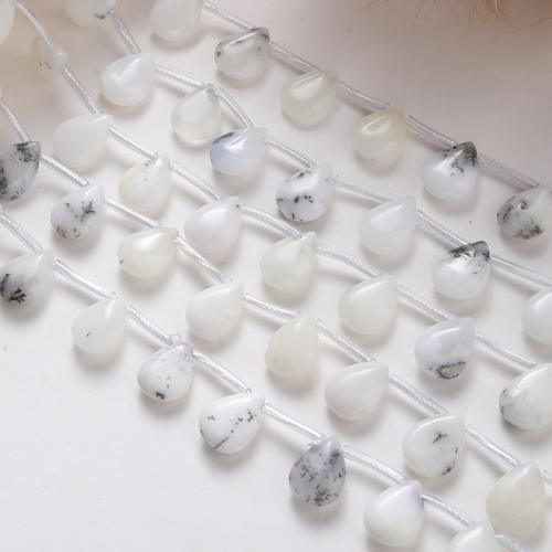 Gemstone Smycken Pärlor, Vit Opal, Dropp, DIY, blandade färger, 14x10x5mm, Såld Per 38 cm Strand