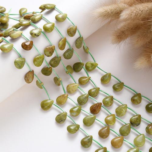 Gemstone Smycken Pärlor, Grön opal, Dropp, DIY, blandade färger, 14x10x5mm, Såld Per 38 cm Strand