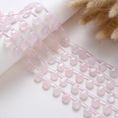 Korálky přírodní Rose Quartz, Slza, DIY, růžový, 14x10x5mm, Prodáno za 38 cm Strand