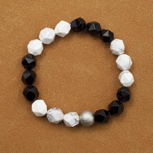 Bracelets de pierres précieuses, Obsidienne, avec Magnésite, bijoux de mode, couleurs mélangées, 10mm, Longueur Environ 20 cm, Vendu par PC