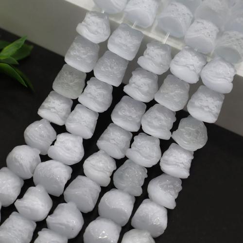 Cats Eye Smycken Pärlor, DIY, vit, 12x12mm, Såld Per 38 cm Strand