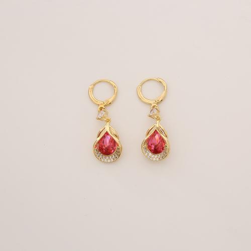 Boucles d'oreilles en laiton zircon cubique pavent, Placage, bijoux de mode & pavé de micro zircon & pour femme, plus de couleurs à choisir, Vendu par paire