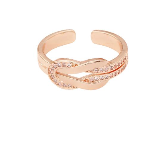 Krychlový Circonia Micro vydláždit mosazný prsten, Mosaz, skutečný pozlacené, módní šperky & micro vydláždit kubické zirkony & pro ženy & dutý, Prodáno By PC