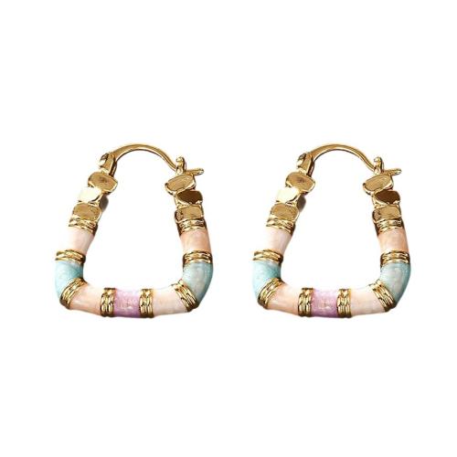 Laiton Leverback boucle d'oreille, Plaqué d'or, bijoux de mode & pour femme & émail, plus de couleurs à choisir, Vendu par paire