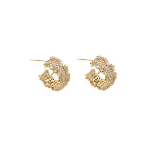 Boucles d'oreilles en laiton zircon cubique pavent, Placage, bijoux de mode & pavé de micro zircon & pour femme, plus de couleurs à choisir, Vendu par paire