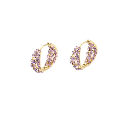 Laiton Leverback boucle d'oreille, Plaqué or 18K, bijoux de mode & pour femme & avec strass, Vendu par paire