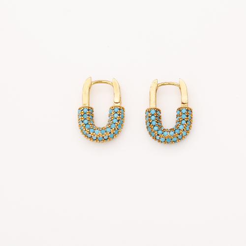 Mosaz pokles náunice, s Syntetický Turquoise, módní šperky & pro ženy, více barev na výběr, Prodáno By Pair