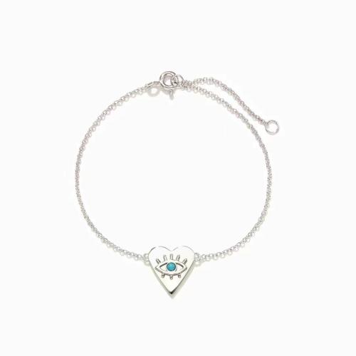 925 Sterling Silver Náramek, s tyrkysový, Srdce, platina á, módní šperky & pro ženy, Délka Cca 6 inch, Prodáno By PC