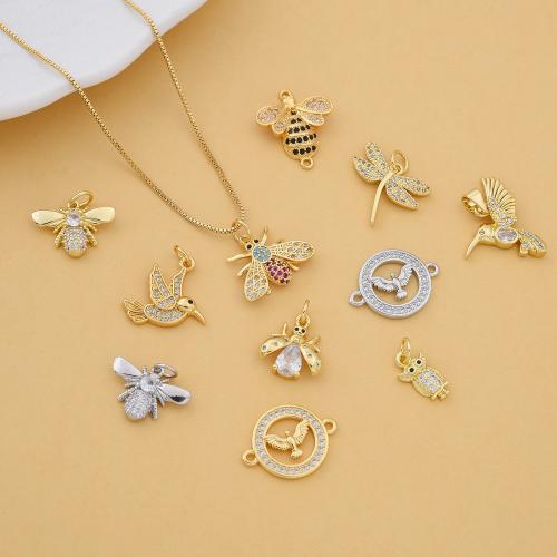 Cubique Pendentif en laiton zircon pavent, Placage, DIY & pavé de micro zircon, plus de couleurs à choisir, protéger l'environnement, sans nickel, plomb et cadmium, Vendu par PC