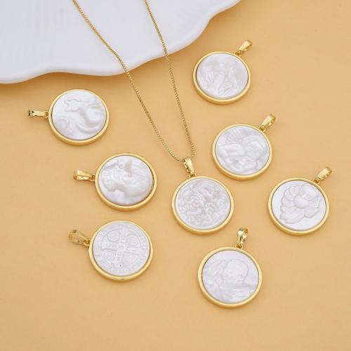 Skalkoppling, Mässing, med White Shell, plated, DIY, fler färger för val, nickel, bly och kadmium gratis, Säljs av PC