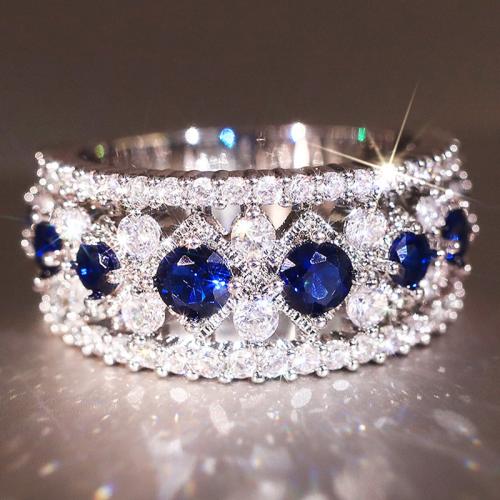 Krychlový Circonia Micro vydláždit mosazný prsten, Mosaz, různé velikosti pro výběr & micro vydláždit kubické zirkony & pro ženy & dutý, Prodáno By PC