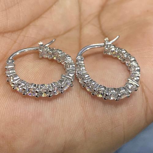 Boucles d'oreilles en laiton zircon cubique pavent, Placage, bijoux de mode & pavé de micro zircon & pour femme, Vendu par paire