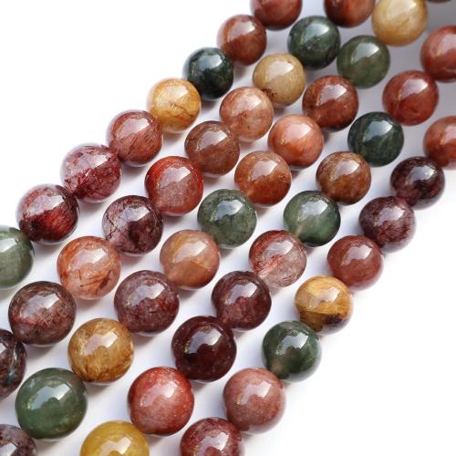 Šperky korálky přírodní křemenné, Rutilated Quartz, DIY, multi-barevný, Prodáno za 38 cm Strand