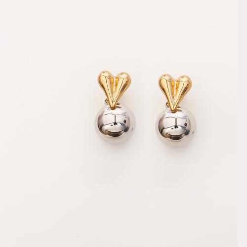 Boucles d'oreilles pendantes en laiton, coeur, Placage, bijoux de mode & pour femme, Vendu par paire