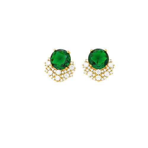Boucles d'oreilles en laiton zircon cubique pavent, avec zircon cubique, Plaqué d'or, bijoux de mode & pour femme, plus de couleurs à choisir, Vendu par paire