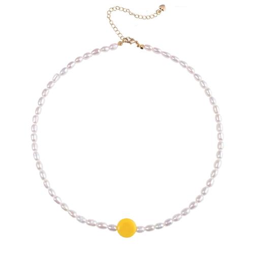 perle de plastique collier, avec Seedbead & Acier titane & résine, Placage, styles différents pour le choix & pour femme, Longueur Environ 16 pouce, Vendu par PC