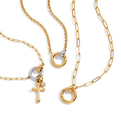 Nerezová ocel šperky náhrdelník, 304 Stainless Steel, módní šperky & různé styly pro výběr & pro ženy, zlatý, Prodáno By PC