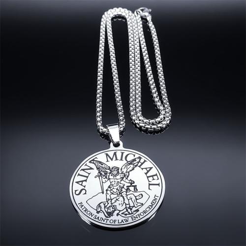 Nerezová ocel šperky náhrdelník, 304 Stainless Steel, módní šperky & leštěný & unisex, stříbro, Prodáno By PC