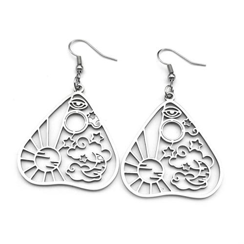 Edelstahl Tropfen Ohrring, 304 Edelstahl, plattiert, Modeschmuck & für Frau & hohl, Silberfarbe, verkauft von Paar