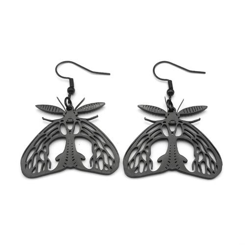 Edelstahl Tropfen Ohrring, 304 Edelstahl, plattiert, Modeschmuck & für Frau & hohl, schwarz, verkauft von Paar