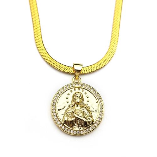 Collier en laiton cubique Zircon Micro Pave, Placage, bijoux de mode & pavé de micro zircon & pour femme, plus de couleurs à choisir, Vendu par PC