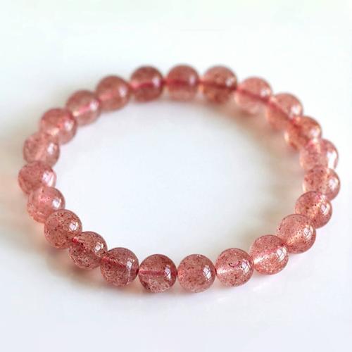 Kwarts armbanden, Strawberry Quartz, mode sieraden, gemengde kleuren, Lengte 19 cm, Verkocht door PC