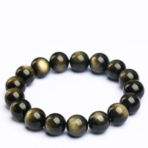 ädelsten armband, Guld Obsidian, mode smycken, blandade färger, Längd 19 cm, Säljs av PC