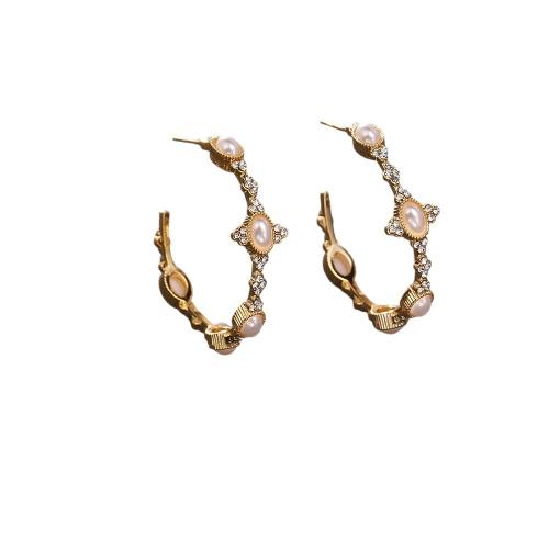 Boucles d'oreilles en laiton zircon cubique pavent, avec perle de plastique, Placage, bijoux de mode & différents matériaux pour le choix & pavé de micro zircon & pour femme, Vendu par paire