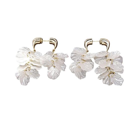 Серьги из ракушки, Латунь, с Ракушка, плакированный настоящим золотом, ювелирные изделия моды & Женский, продается Пара