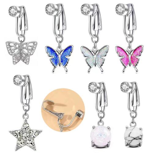 Mosaz Piercing do pupíku, s Opál & tyrkysový, á, různé styly pro výběr & pro ženy & smalt & s drahokamu, belly ring length 25-40mm, Prodáno By PC