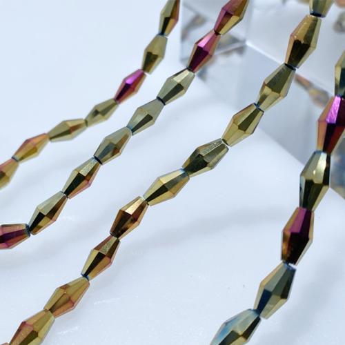 Bicone Crystal Pärlor, Kristall, Geometriskt mönster, plated, DIY, fler färger för val, 4x8mm, Såld Per Ca 38 cm Strand