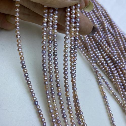 Naturliga sötvattenspärla lösa pärlor, Freshwater Pearl, Något rund, DIY, fler färger för val, 3-4mm, Säljs av Strand