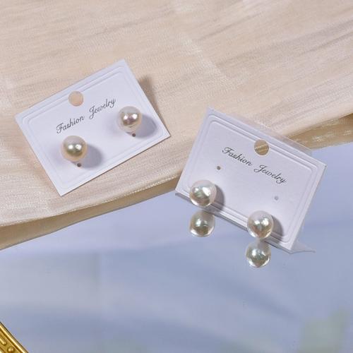 Boucles d'oreilles en perles d'eau douce, argent sterling 925, avec perle d'eau douce cultivée, Légèrement rond, bijoux de mode, plus de couleurs à choisir, 9-10mm, Vendu par paire