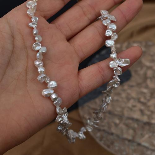 Sets de Perlas Cultivadas de Agua Dulce, pulsera & collar, con metal, Barroco, chapado, Joyería, Blanco, libre de níquel, plomo & cadmio, 5-6mm, Vendido por Set