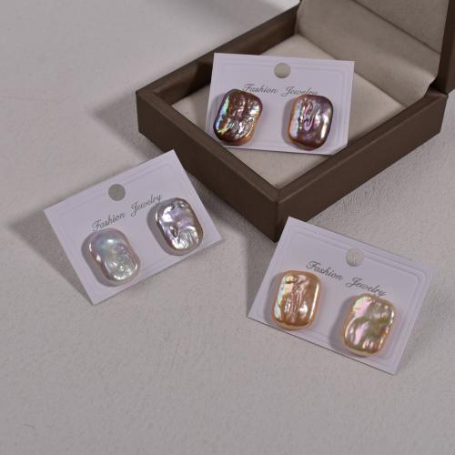 Boucles d'oreilles en perles d'eau douce, Argent sterling 925, avec perle d'eau douce cultivée, Baroque, bijoux de mode, plus de couleurs à choisir, 14-15mm, Vendu par paire