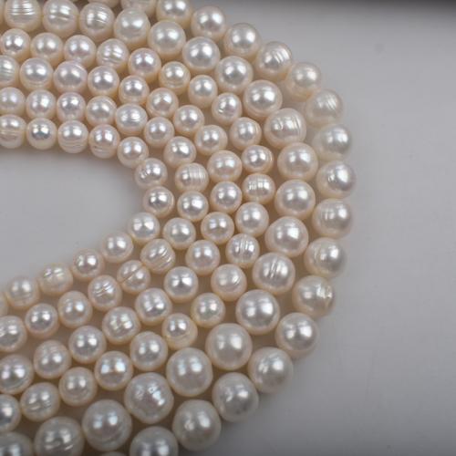 Naturliga sötvattenspärla lösa pärlor, Freshwater Pearl, Något rund, DIY, vit, 3-11mm, Såld Per 38 cm Strand