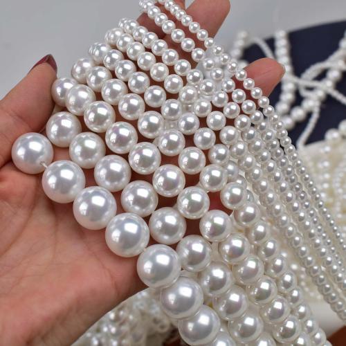 Perles de nacre en verre, perle de verre, Légèrement rond, DIY, plus de couleurs à choisir, 3-16mm, Vendu par 40 cm brin