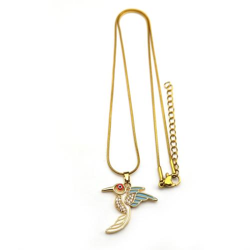 Collier en laiton cubique Zircon Micro Pave, Placage, pavé de micro zircon & pour femme & émail, doré, Vendu par PC