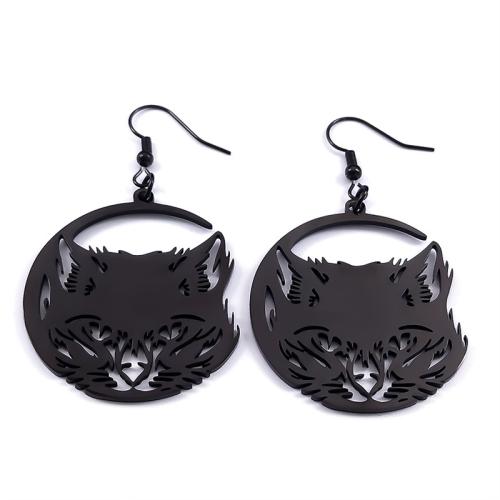 Edelstahl Tropfen Ohrring, 304 Edelstahl, plattiert, Modeschmuck & für Frau & hohl, schwarz, verkauft von PC