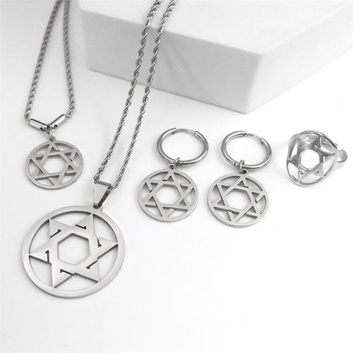 Stainless Steel smycken Ställer, 304 rostfritt stål, plated, 4 stycken & för kvinna & ihålig, silver, Säljs av Ställ