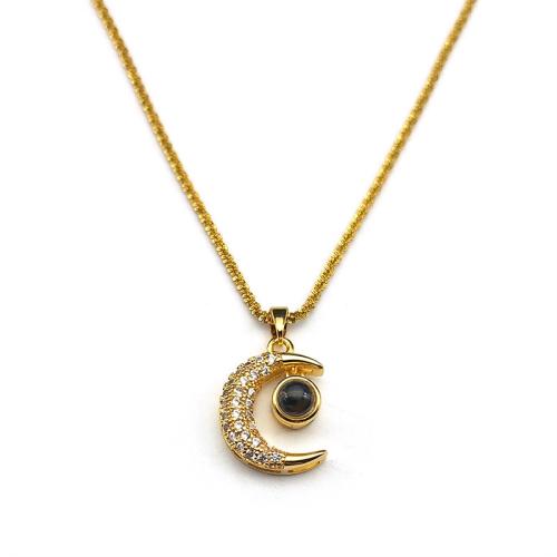 Collier en laiton cubique Zircon Micro Pave, avec verre, Placage, bijoux de mode & pavé de micro zircon & pour femme, doré, Vendu par PC