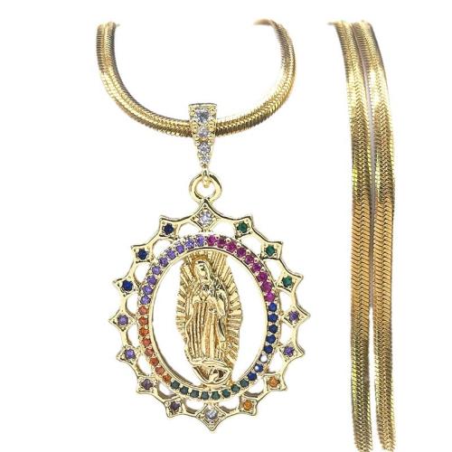 Collier en laiton cubique Zircon Micro Pave, Placage, pavé de micro zircon & pour femme & creux, doré, Vendu par PC