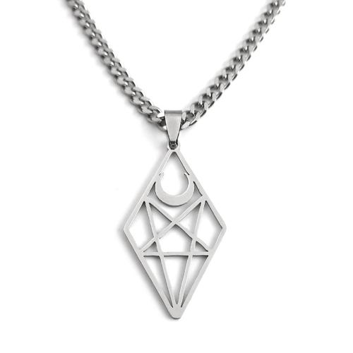 Nerezová ocel šperky náhrdelník, 304 Stainless Steel, lesklý, módní šperky & unisex & dutý, stříbro, Prodáno By PC