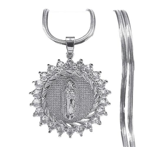 Collier en laiton cubique Zircon Micro Pave, Placage, bijoux de mode & unisexe & pavé de micro zircon, plus de couleurs à choisir, Vendu par PC